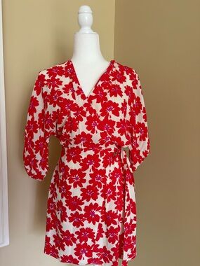 Zara Red and Cream Floral Dress